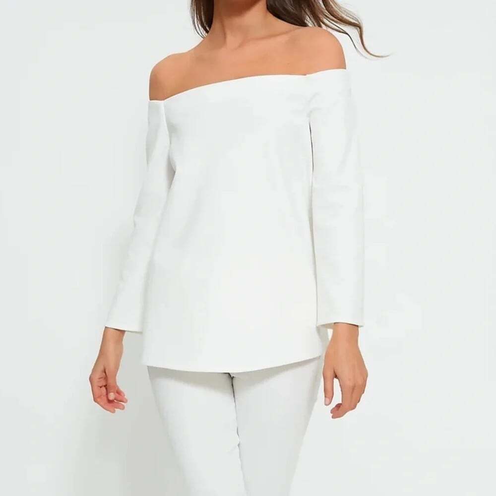 TUCKERNUCK Miranda Size XS White Off the Shoulder Blouse Minimalist Date Night